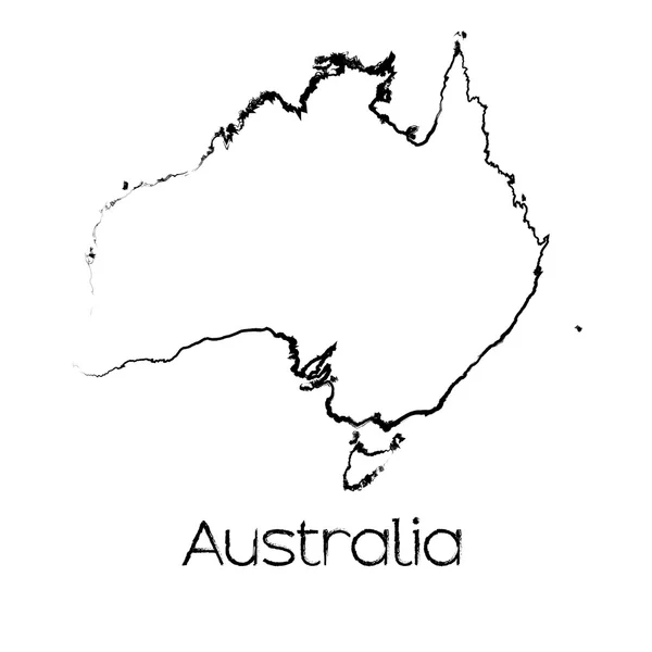 Scribbled shape of the Country of Australia — стоковое фото