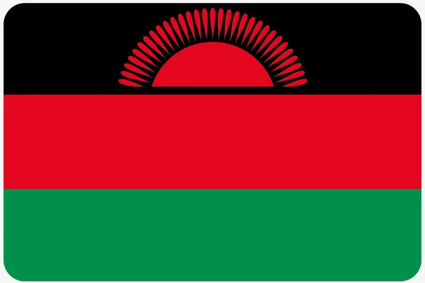 Flag Illustration with rounded corners of the country of Malawi — Stock Photo, Image