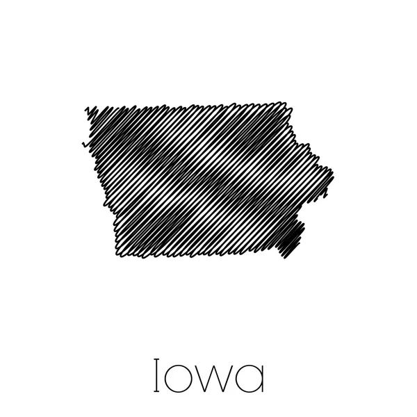 Forma garabateada del Estado de Iowa — Foto de Stock