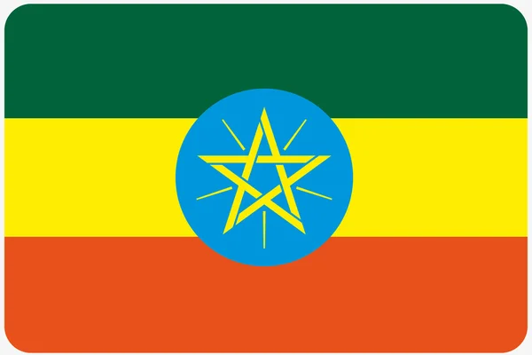 Ilustrasi Bendera dengan sudut bundar dari negara Ethiopia — Stok Foto