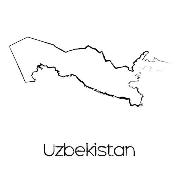 Scribbled Forma do país do Uzbequistão — Fotografia de Stock