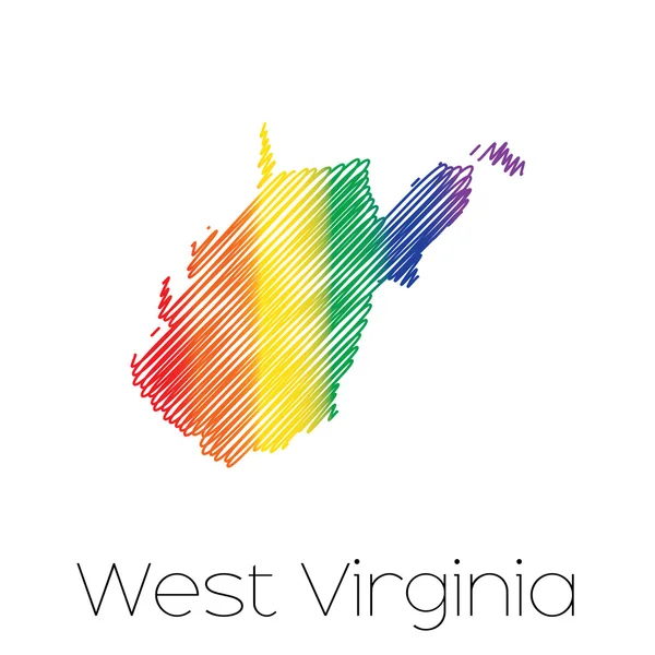 LGBT Forma garabateada del Estado de Virginia Occidental —  Fotos de Stock