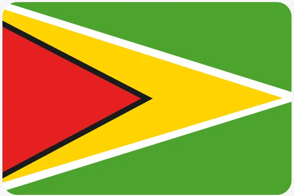 Flag Illustration with rounded corners of the country of Guyana — Stock Photo, Image