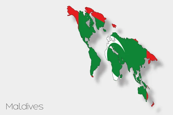 马尔代夫的国家三维等距旗图 — 图库照片