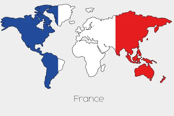 Flagga Illustration inuti figuren av en världskarta över landet — Stockfoto
