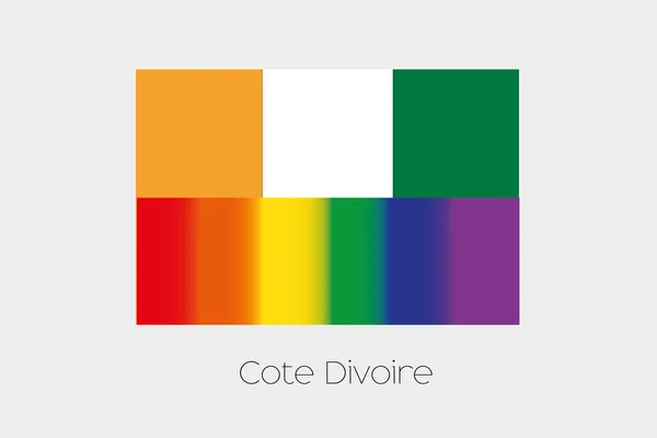 Ilustración de la bandera LGBT con la bandera de Cote DIvoire — Foto de Stock