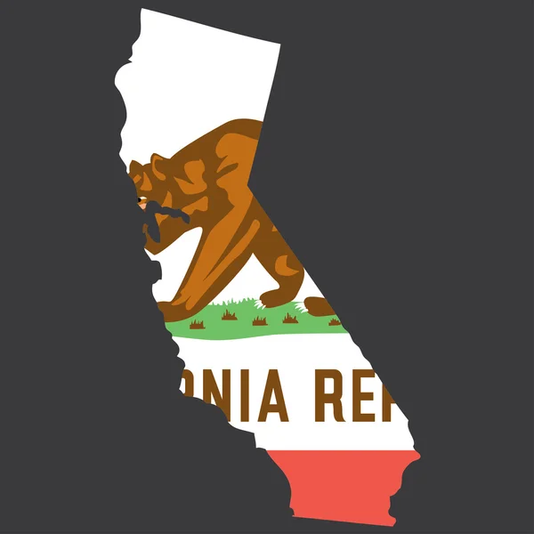 Californi devlet içinde bayrağı ile son derece detaylı bir harita — Stok fotoğraf