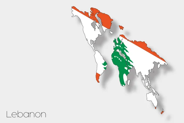 3D ισομετρική απεικόνιση της σημαίας της χώρας του Λιβάνου — Φωτογραφία Αρχείου