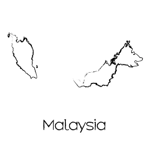 Scribbled Shape of the Country of Malaysia — Stock Photo, Image