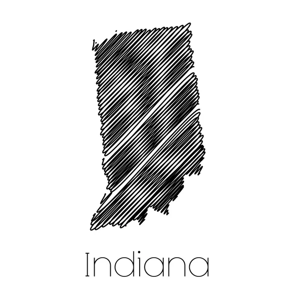 Scribbled shape of the State of Indiana — Stock Photo, Image