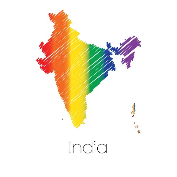 Forma garabateada de color LGBT del país de la India — Foto de Stock