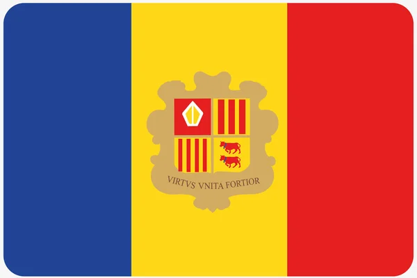 Flagga Illustration med rundade hörn av landet av Andorra — Stockfoto