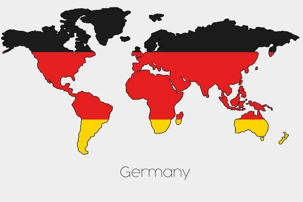 在国家的世界地图形状的内部标记图 — 图库照片