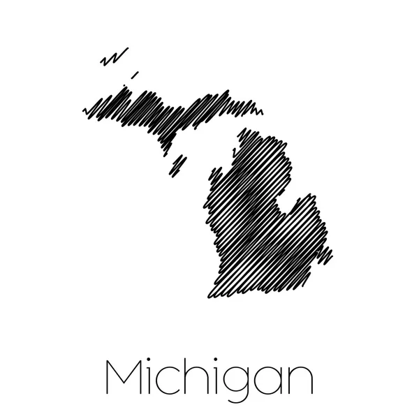 Forma garabateada del Estado de Michigan —  Fotos de Stock