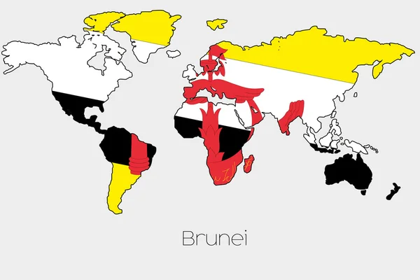 Εικονογράφηση σημαία μέσα στο σχήμα του έναν παγκόσμιο χάρτη της χώρας — Φωτογραφία Αρχείου