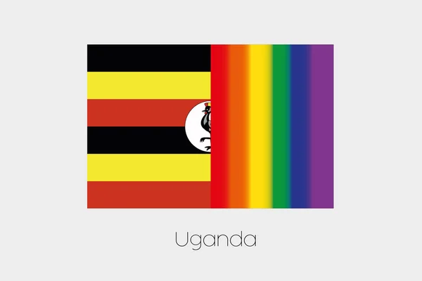 Illustration du drapeau LGBT avec le drapeau de l'Ouganda — Photo