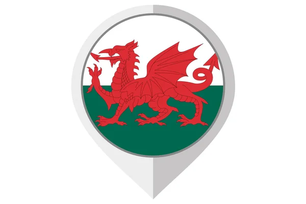 Flagga Illustration inuti ett spetsigt av landet av Wales — Stockfoto