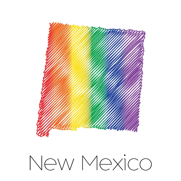 LGBT Forme griffonnée de l'État du Nouveau-Mexique — Photo
