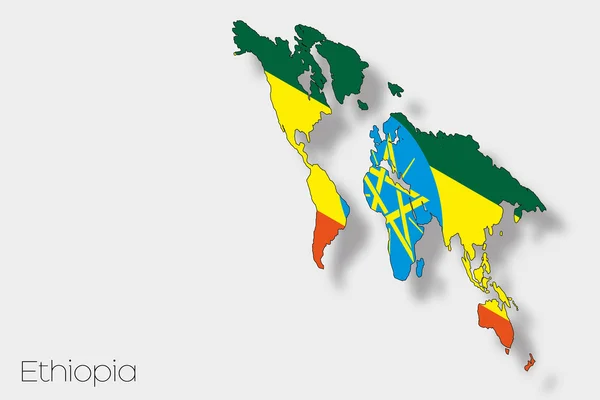 埃塞俄比亚全国三维等距旗图 — 图库照片