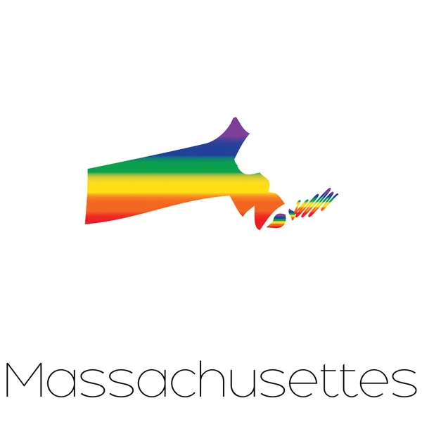 LGBT bayrak Massachusetts devlet içinde — Stok fotoğraf
