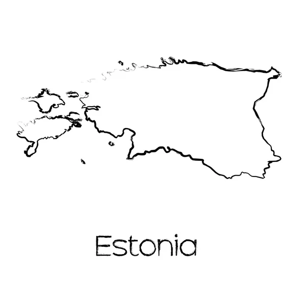 Forma scarabocchiata del Paese di Estonia — Foto Stock