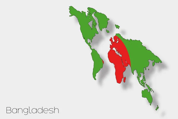 3D Isometrische vlag illustratie van het land van Bangladesh — Stockfoto