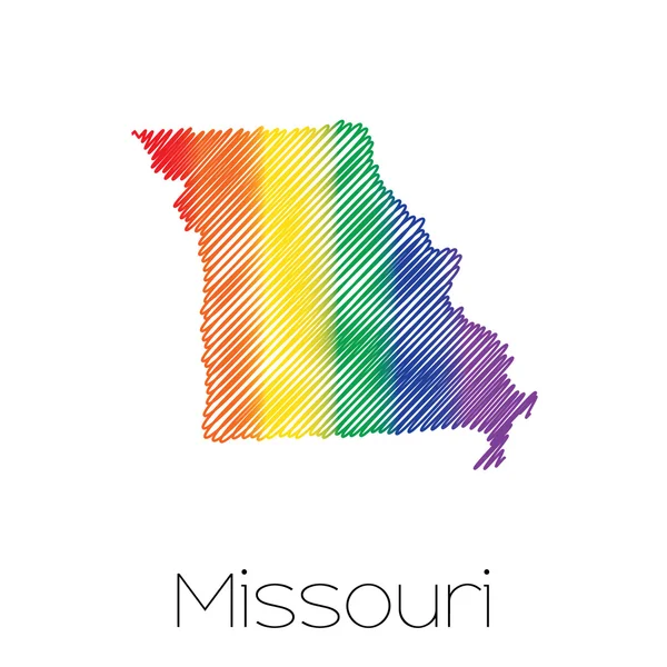 Lgbt kritzelte Form des Zustandes von missouri — Stockfoto