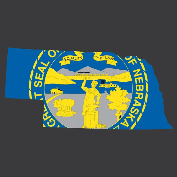 Высокодетальная карта с флагом внутри штата Небраска — стоковое фото