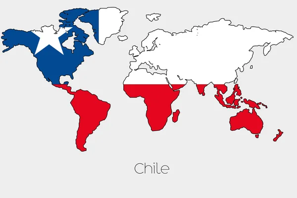 Flaga ilustracja wewnątrz kształtu świata mapa kraju — Zdjęcie stockowe