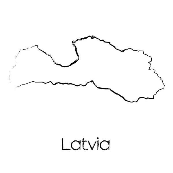 Scribbled Forma del Paese di Lettonia — Foto Stock