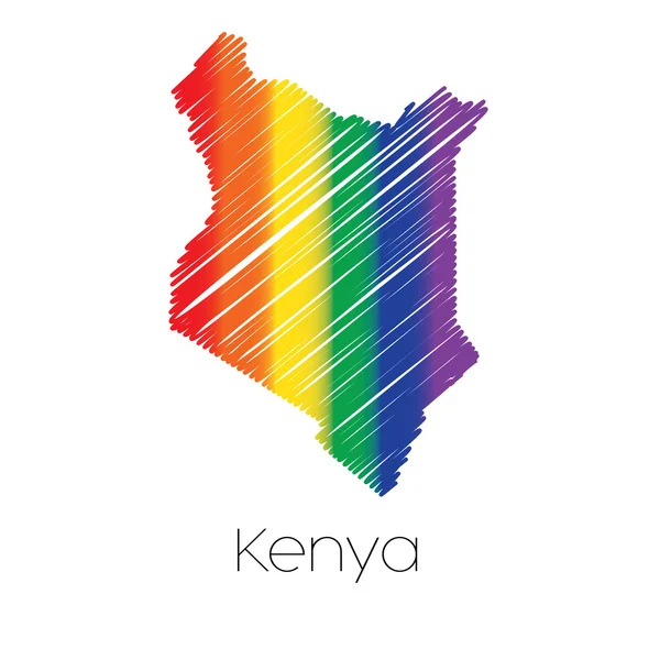 ЛГБТ кольорові Настрочити форму країні Кенія — стокове фото