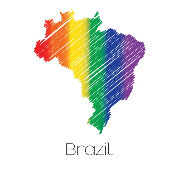 LGBT colorida rabiscada forma do país do Brasil — Fotografia de Stock