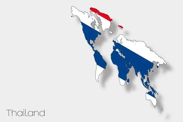 3D isometrische Flaggendarstellung des Landes Thailand — Stockfoto