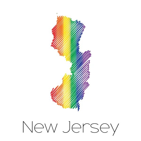 LGBT Forma garabateada del estado de Nueva Jersey —  Fotos de Stock