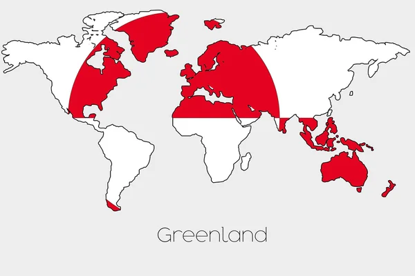 देश के विश्व मानचित्र के आकार के अंदर ध्वज चित्रण — स्टॉक फ़ोटो, इमेज