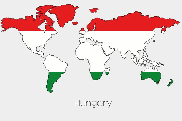 Illustratie van de vlag in de vorm van een wereldkaart van het land — Stockfoto