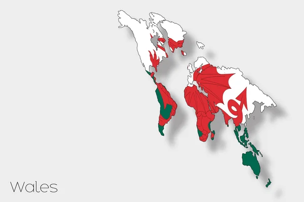 Ilustración de la bandera isométrica 3D del país de Gales —  Fotos de Stock