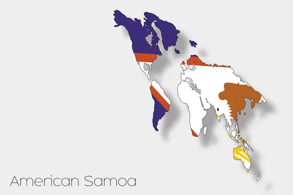 3D Isometrische vlag illustratie van het land van Amerikaans-Samoa — Stockfoto