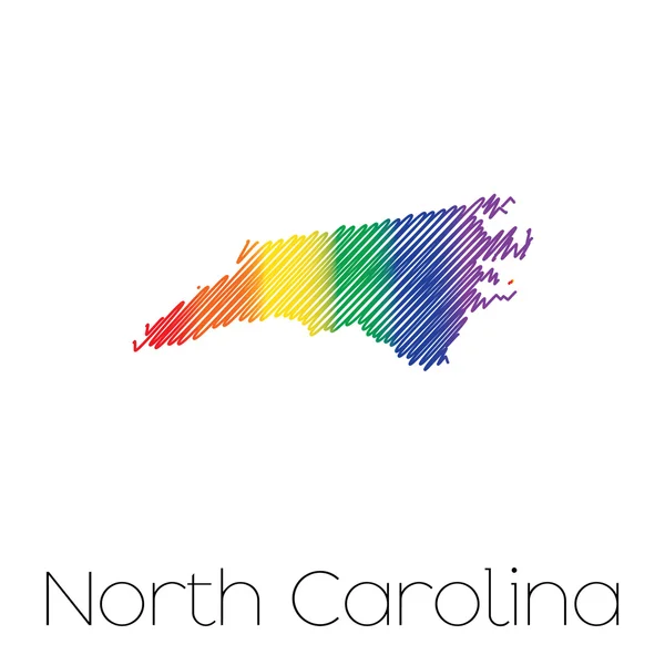 LGBT Scribbled forma do Estado da Carolina do Norte — Fotografia de Stock