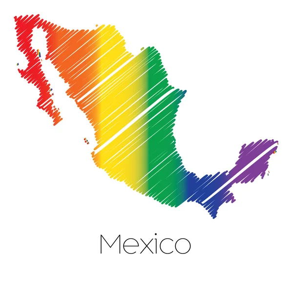 Forma garabateada de color LGBT del país de México — Foto de Stock