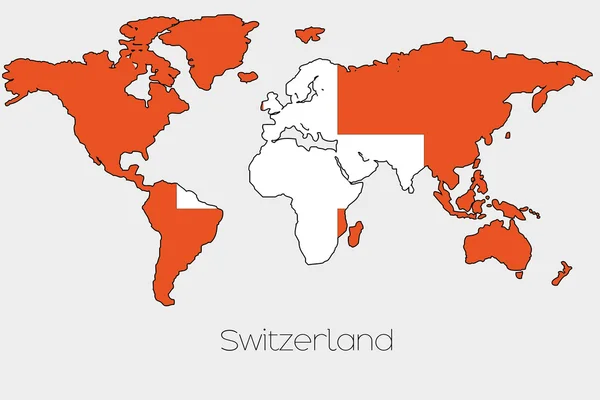 Flag Illustration inside the shape of a world map of the country — Stock Photo, Image