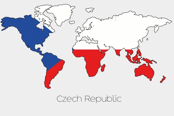 国の世界地図の図形の内部フラグのイラスト — ストック写真