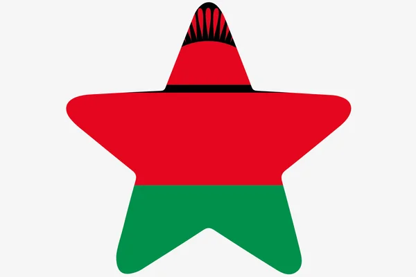 Bandera Ilustración dentro de una estrella del país de Malawi —  Fotos de Stock