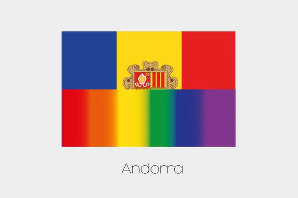 Lgbt flag illustration mit der andorra-flagge — Stockfoto