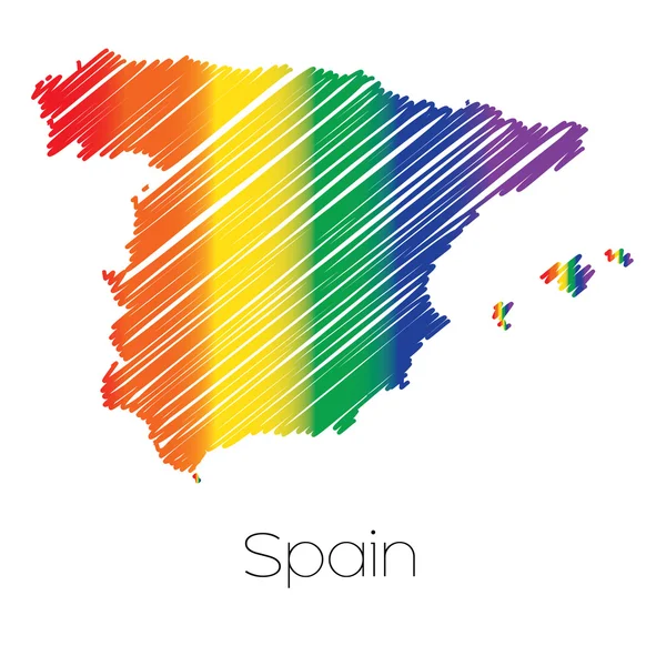 Forma garabateada de color LGBT del país de España — Foto de Stock