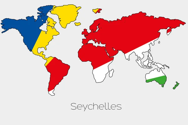 Bandiera Illustrazione all'interno della forma di una mappa del mondo del paese — Foto Stock