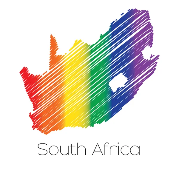 LGBT Coloured Scribbled Shape of the Country of South Africa — Stock Photo, Image