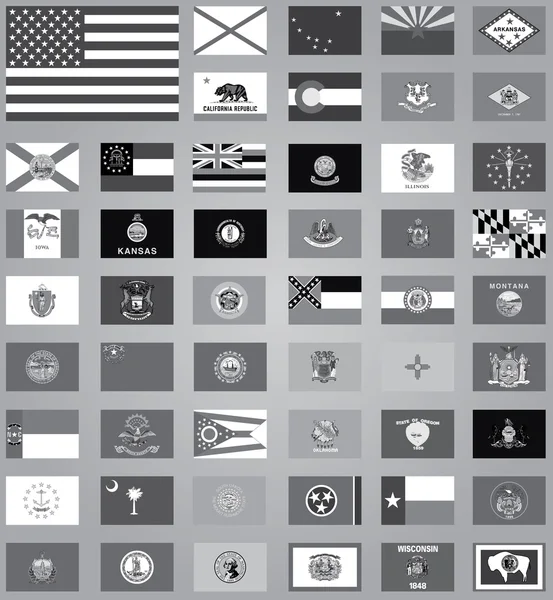 Illustration of the flags of the United States in grayscale — Stock Photo, Image