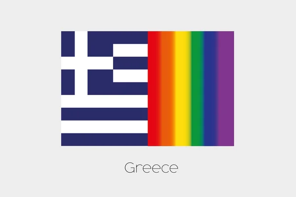 Иллюстрация флага ЛГБТ с флагом Греции — стоковое фото