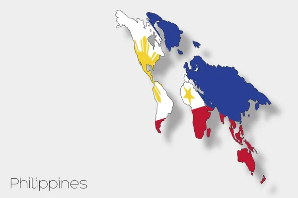 3D isometrische Flaggendarstellung des Landes der Philippinen — Stockfoto